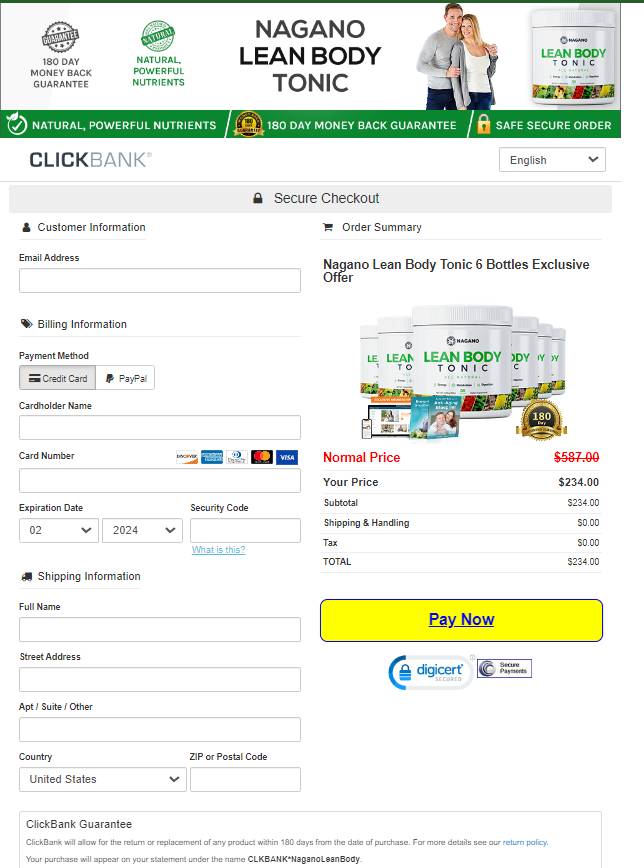 Nagano Lean Body Tonic - Secure checkout